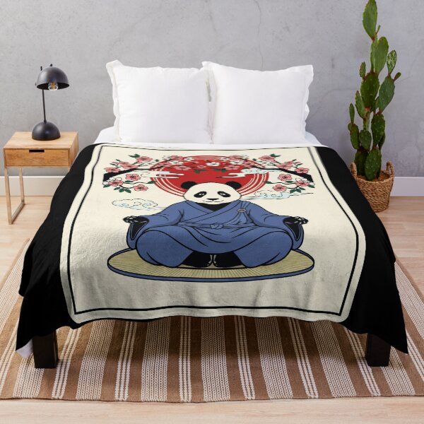Item preview, Zen Panda Meditation Cherry Blossom Red Sun  designed and sold by JordynLadukeg65.