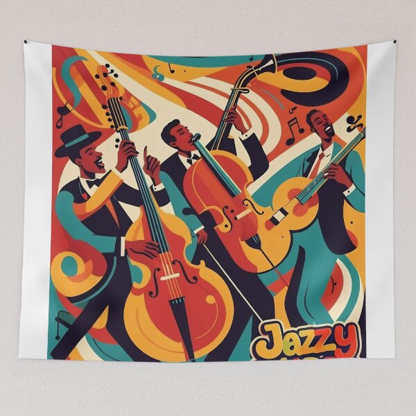 Item preview, Jazzy Shades – Colorful Jazz Trio Art designed and sold by ShaDeS-AI-Art.