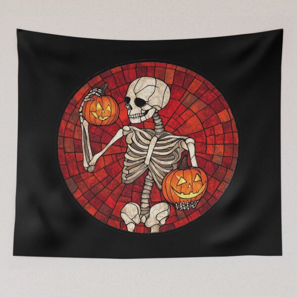 Item preview, Stained Glass Halloween  Skeleton and Jack O Lanterns designed and sold by WigOutlet.