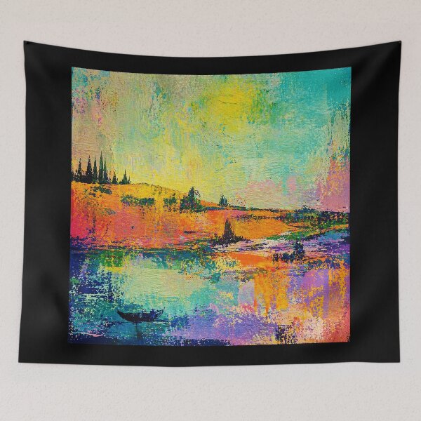Item preview, Abstract Color Landscape Lake Reflection Painting Style designed and sold by Modaozushi216.