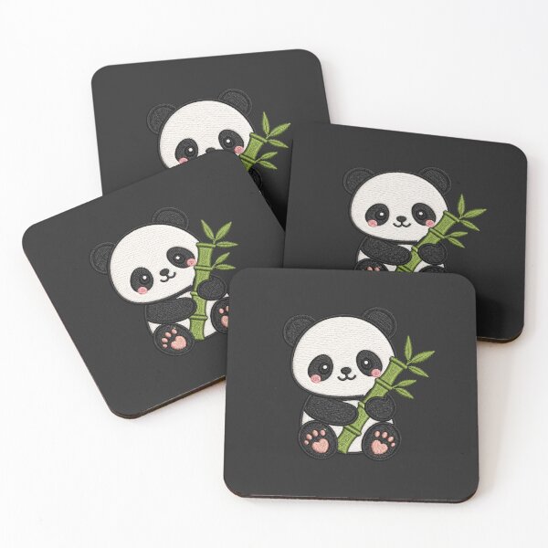 Item preview, Cute Panda Holding Bamboo Kawaii Minimal Embroidery Style Design designed and sold by ColorSplash123.