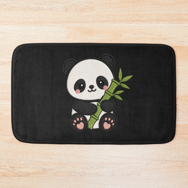 Item preview, Cute Panda Holding Bamboo Kawaii Minimal Embroidery Style Design designed and sold by ColorSplash123.