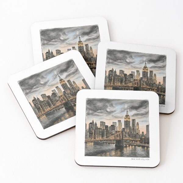 Item preview, New York City Skyline Charcoal Sketch designed and sold by PryntedLabs.