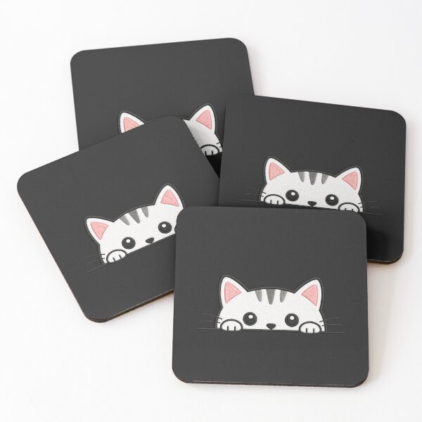 Item preview, Cute Cat Peeking Kawaii Minimal Embroidery Style Design designed and sold by ColorSplash123.