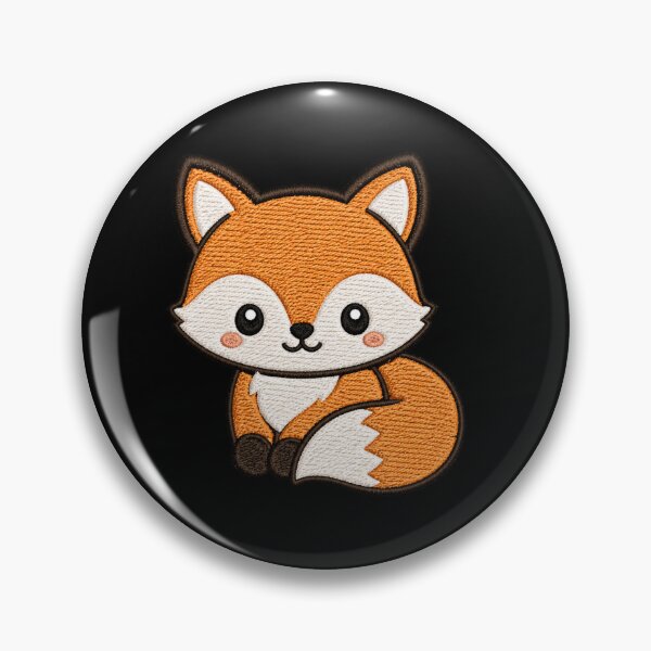 Item preview, Cute Fox Sitting Curled Tail Kawaii Minimal Embroidery Style Design designed and sold by ColorSplash123.