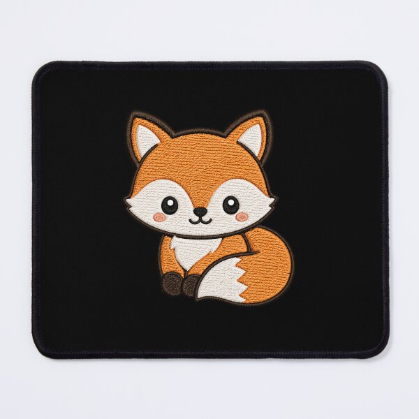 Item preview, Cute Fox Sitting Curled Tail Kawaii Minimal Embroidery Style Design designed and sold by ColorSplash123.