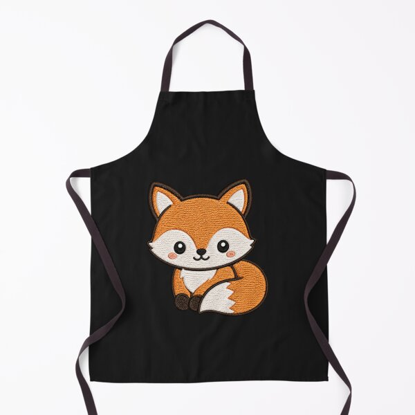 Item preview, Cute Fox Sitting Curled Tail Kawaii Minimal Embroidery Style Design designed and sold by ColorSplash123.