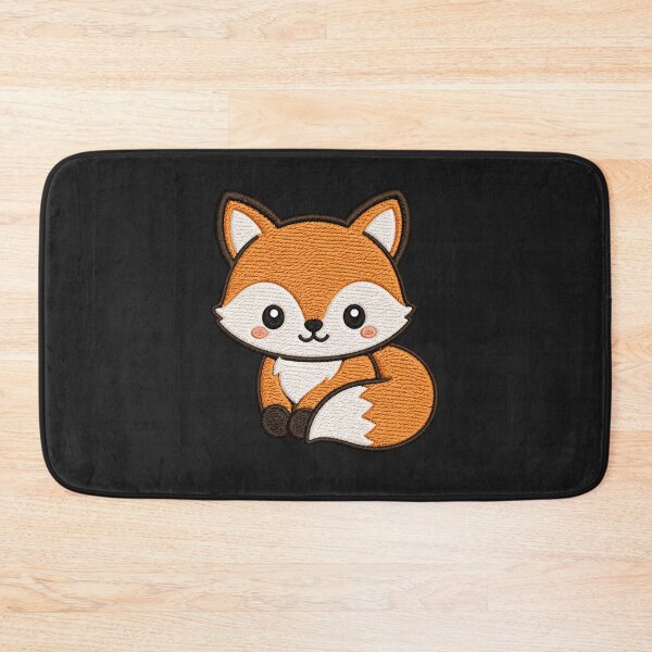 Item preview, Cute Fox Sitting Curled Tail Kawaii Minimal Embroidery Style Design designed and sold by ColorSplash123.