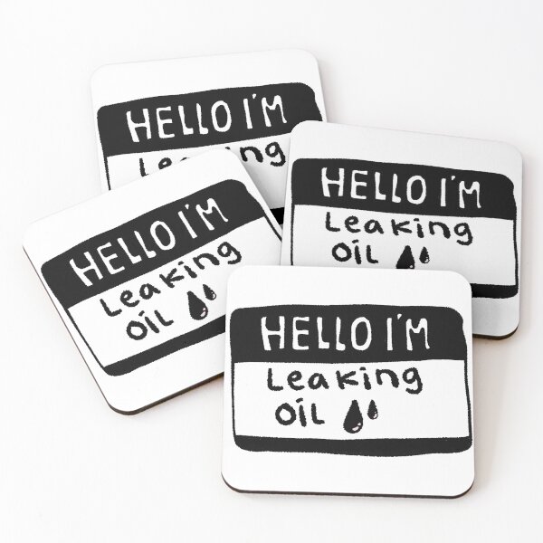 Item preview, Handwritten Hello I Am Leaking Oil Name Tag designed and sold by RNASstuff.