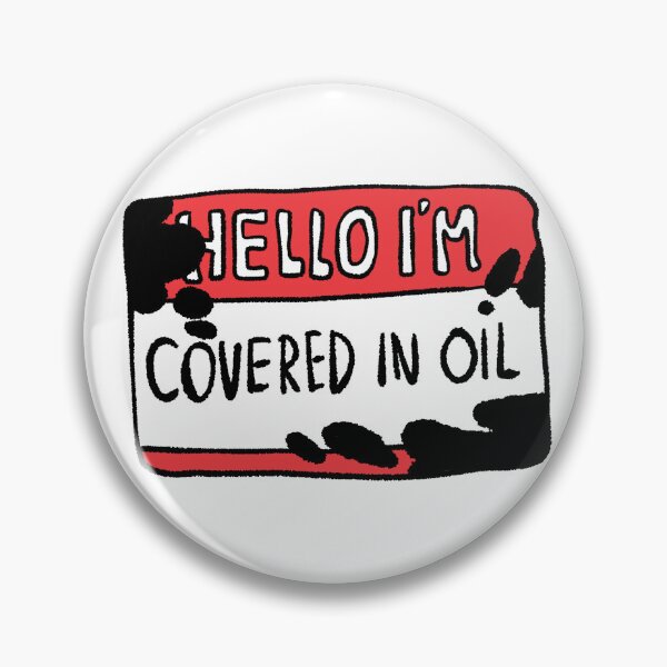 Item preview, Red Hello I Am Covered In Oil Name Tag designed and sold by RNASstuff.