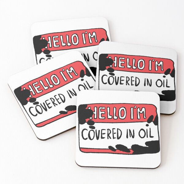 Item preview, Red Hello I Am Covered In Oil Name Tag designed and sold by RNASstuff.