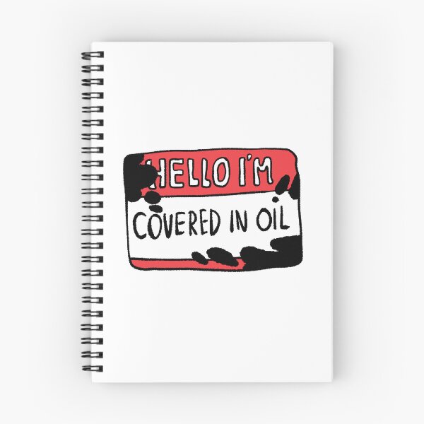 Item preview, Red Hello I Am Covered In Oil Name Tag designed and sold by RNASstuff.