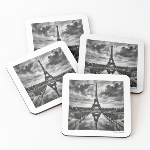 Item preview, Eiffel Tower Paris France Architecture Charcoal Sketch designed and sold by PryntedLabs.