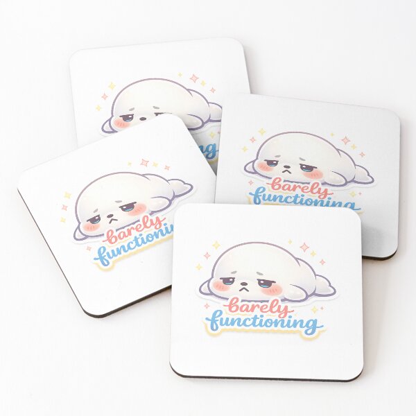 Item preview, "Barely Functioning" | Aesthetic Sleepy Seal & Relatable Mood Art designed and sold by Naviora.