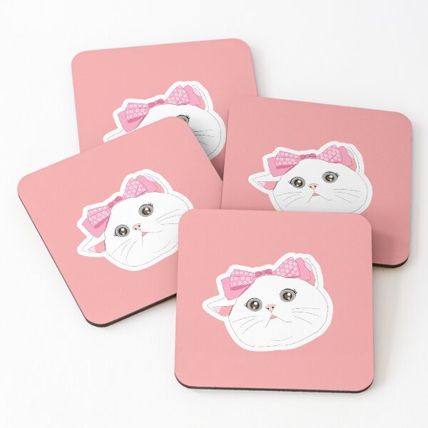 Item preview, pInk ribbon round kitty designed and sold by sara747.