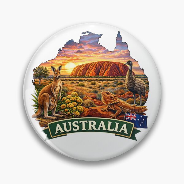 Item preview, Australia - Uluru, Outback with Kangaroo and Desert Wildlife designed and sold by Myra365Art.