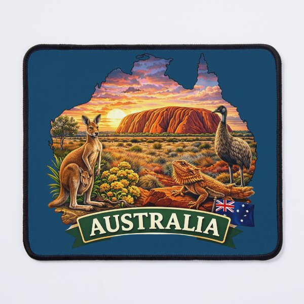 Item preview, Australia - Uluru, Outback with Kangaroo and Desert Wildlife designed and sold by Myra365Art.