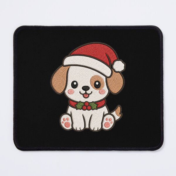 Item preview, Cute Dog with Santa Hat Kawaii Christmas Embroidery Style Design designed and sold by ColorSplash123.
