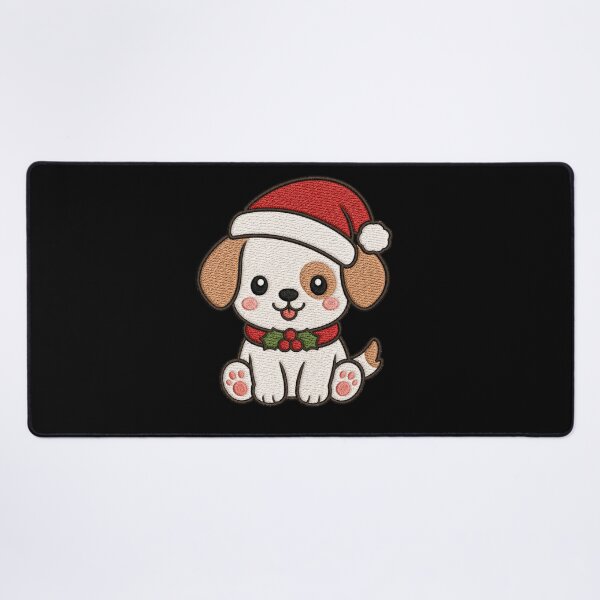 Item preview, Cute Dog with Santa Hat Kawaii Christmas Embroidery Style Design designed and sold by ColorSplash123.