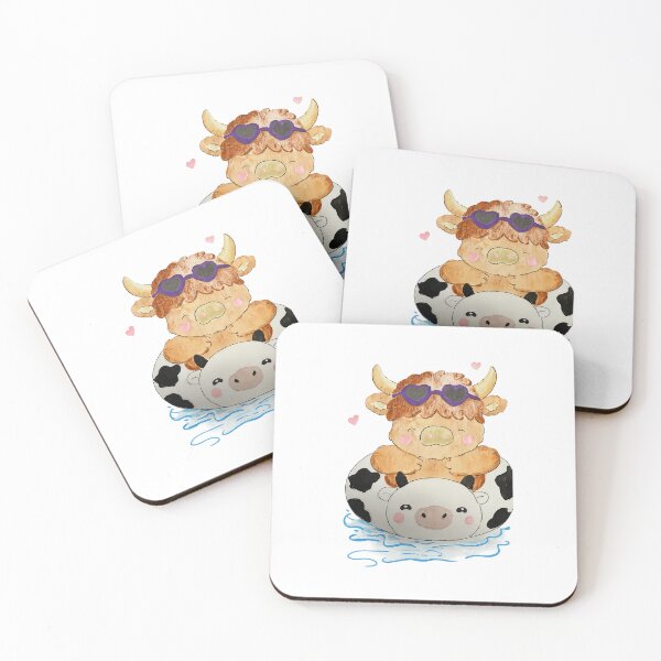 Item preview, Cute highland cow relaxing in a floatie designed and sold by Artful Things.