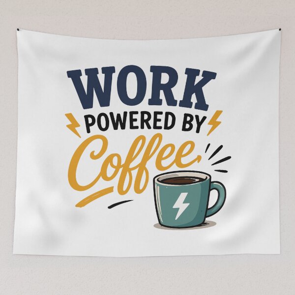 Item preview, Work Powered by Coffee – Funny Energy Design designed and sold by Gift Phrase Studio.