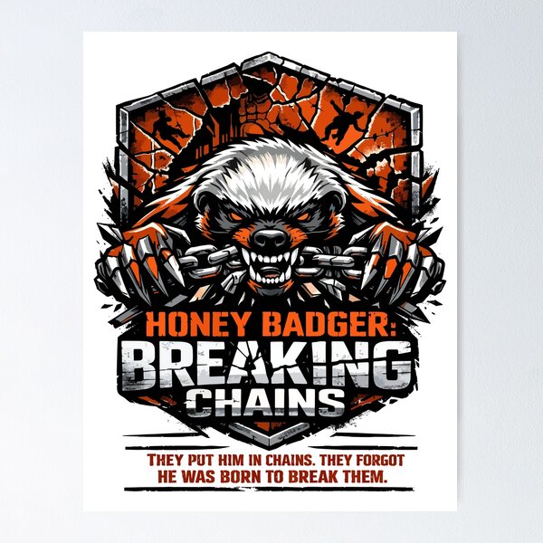 Item preview, Honey Badger Breaking Chains Unstoppable Fury designed and sold by WildlifeInc.