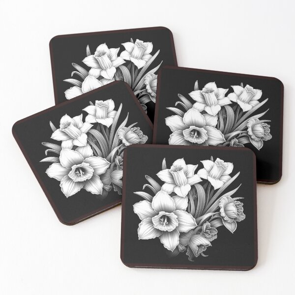 Item preview, Black and White Daffodil Flower Bouquet Botanical Art designed and sold by inkoutninja.