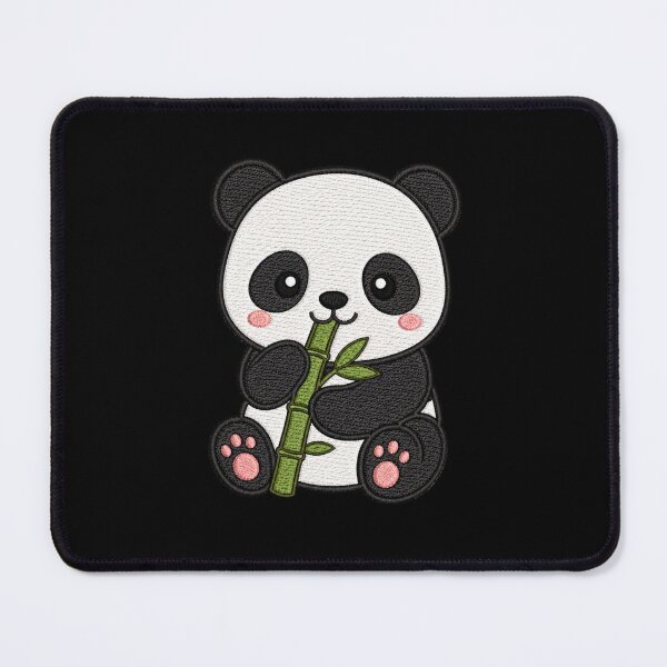 Item preview, Cute Panda Eating Bamboo Kawaii Minimal Embroidery Style Design designed and sold by ColorSplash123.