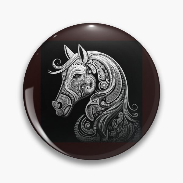 Item preview, Black and White Ornate Horse Head Paisley Art designed and sold by inkoutninja.