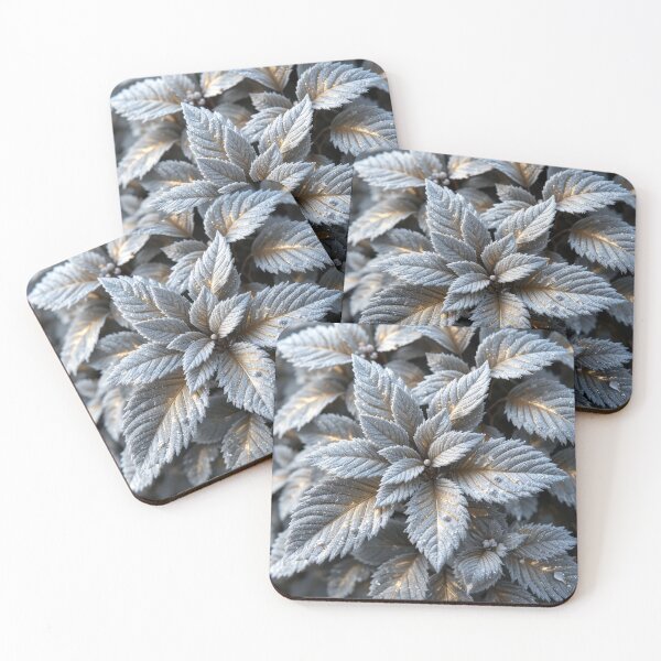 Item preview, Frosted Leaves Close-Up – Icy Botanical Nature Illustration designed and sold by semenol.