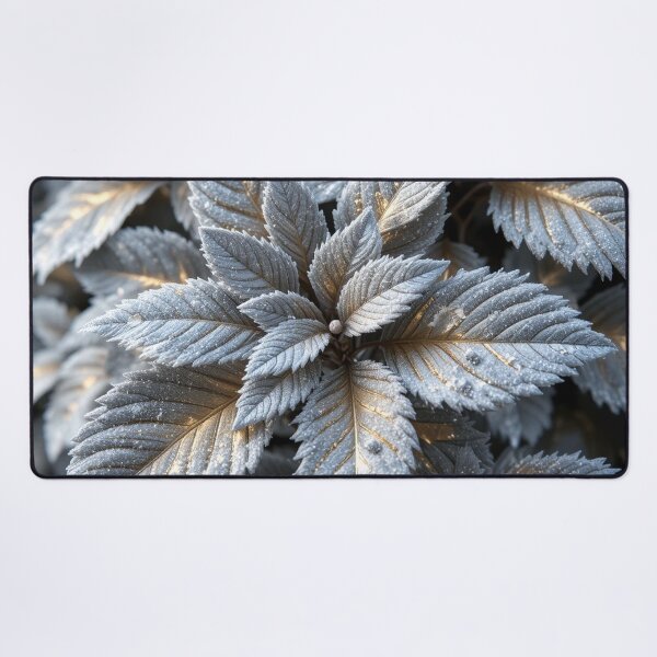 Item preview, Frosted Leaves Close-Up – Icy Botanical Nature Illustration designed and sold by semenol.