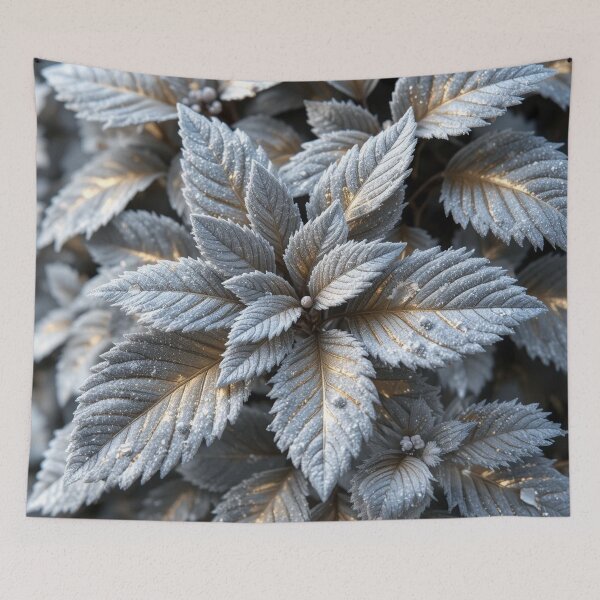Item preview, Frosted Leaves Close-Up – Icy Botanical Nature Illustration designed and sold by semenol.