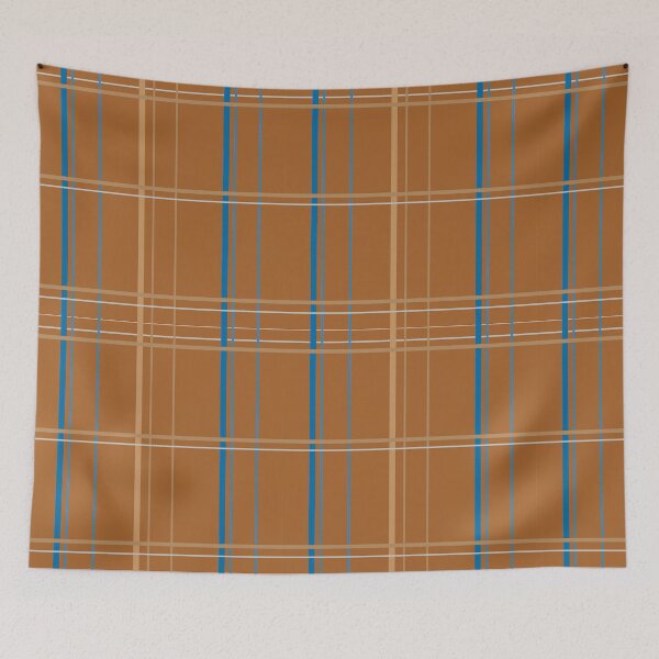 Item preview, Retro Modern Plaid - Mid Century Caramel and Blue Tartan Pattern designed and sold by Luckymoon2000.