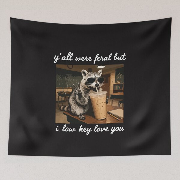 Item preview, Y’all Were Feral But I Low Key Love You Funny Teacher Raccoon Iced Coffee Last Day School Gift designed and sold by kiralynstration.