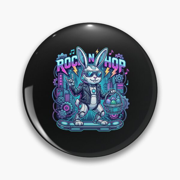 Item preview, Rocking Robot Bunny with Neon Easter Eggs designed and sold by brooksholde.