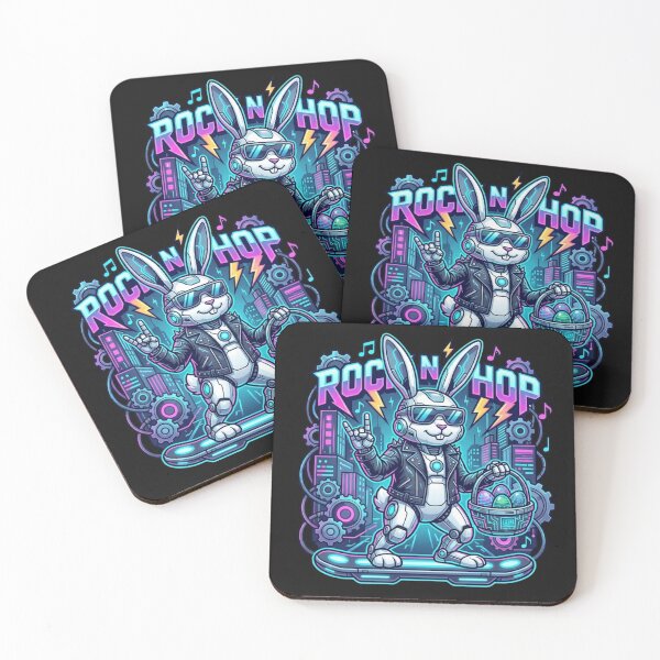 Item preview, Rocking Robot Bunny with Neon Easter Eggs designed and sold by brooksholde.