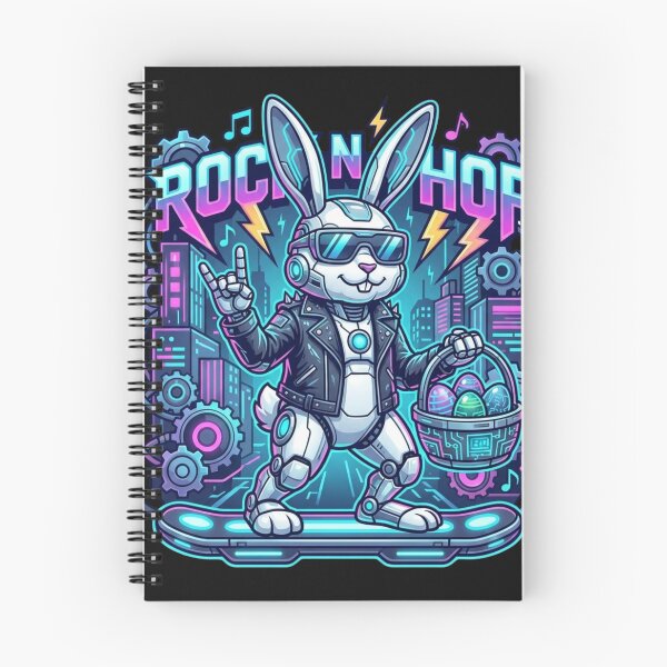 Item preview, Rocking Robot Bunny with Neon Easter Eggs designed and sold by brooksholde.
