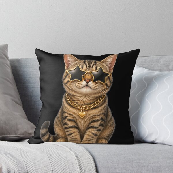 Item preview, Tabby Cat with Star Glasses and Gold Chain designed and sold by EsenciaZen.