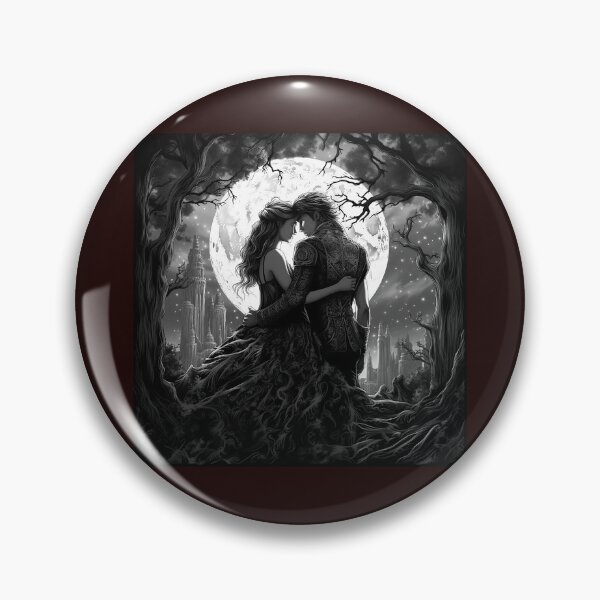 Item preview, Gothic Lovers Under Full Moon Romantic Dark Fantasy Art designed and sold by inkoutninja.