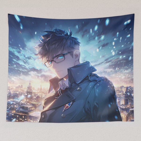 Item preview, Yukio Okumura Blue Exorcist City Skyline Snowfall Sunset designed and sold by 108Recordings.