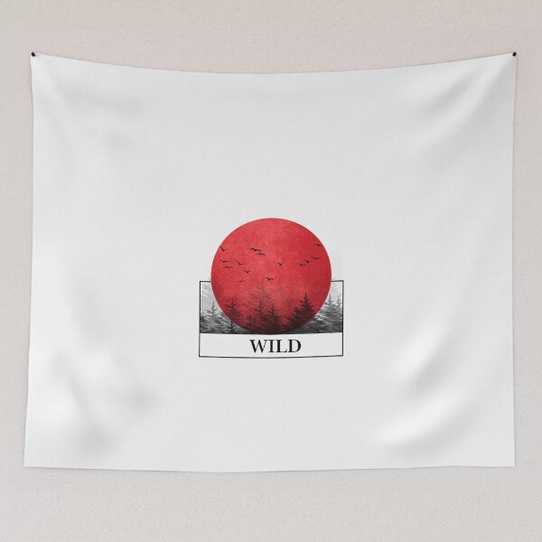 Item preview, Deep Wild Forest - Red Sun Pine Tree Silhouette Art  designed and sold by Atlasoloji.