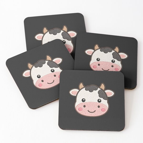 Item preview, Cute Cow Face Kawaii Minimal Embroidery Style Design designed and sold by ColorSplash123.