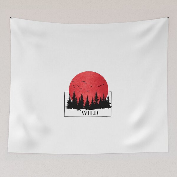 Item preview, Balanced Wild Wilderness - Minimalist Red Sun & Pine Forest  designed and sold by Atlasoloji.
