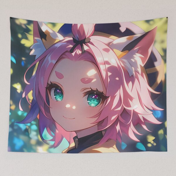 Item preview, Diona Genshin Impact Cat Ears Pink Hair Forest Smile designed and sold by 108Recordings.