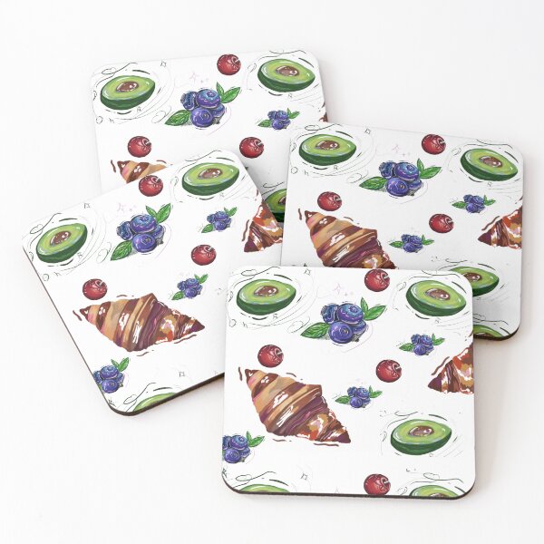 Item preview, Food Illustration Sticker Sheet — Croissant Blueberry Avocado Art designed and sold by Maarieemmmm.
