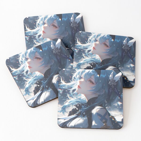 Item preview, Eula Genshin Impact Blue Hair Winter Night Snow Sparkle Pose designed and sold by 108Recordings.