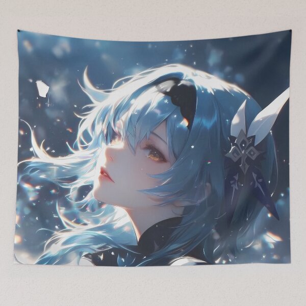 Item preview, Eula Genshin Impact Blue Hair Winter Night Snow Sparkle Pose designed and sold by 108Recordings.