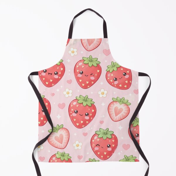 Item preview, Happy Kawaii Strawberries and Hearts Pattern designed and sold by EsenciaZen.