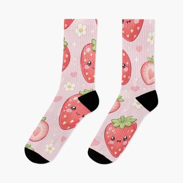 Item preview, Happy Kawaii Strawberries and Hearts Pattern designed and sold by EsenciaZen.