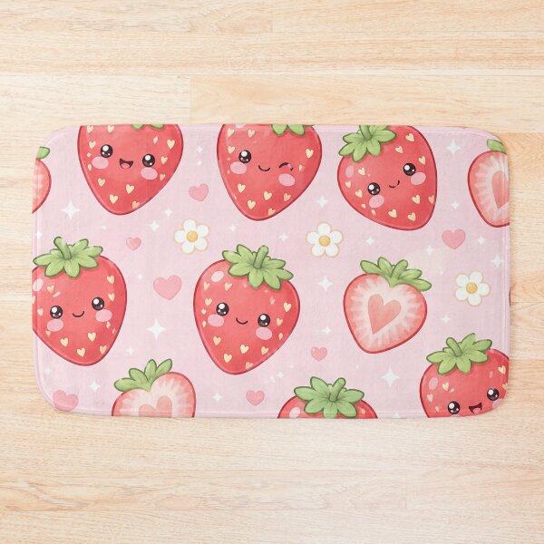Item preview, Happy Kawaii Strawberries and Hearts Pattern designed and sold by EsenciaZen.
